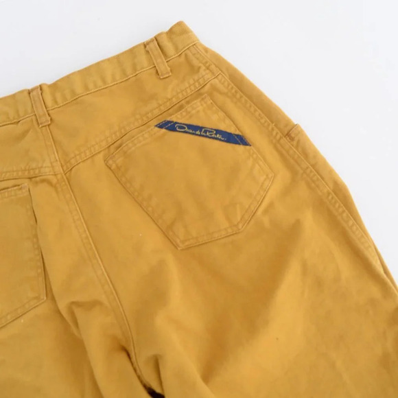 Vintage Oscar de la Reta Mustard High Waisted 100% Cotton Pants  Size 10 - Picture 12 of 12